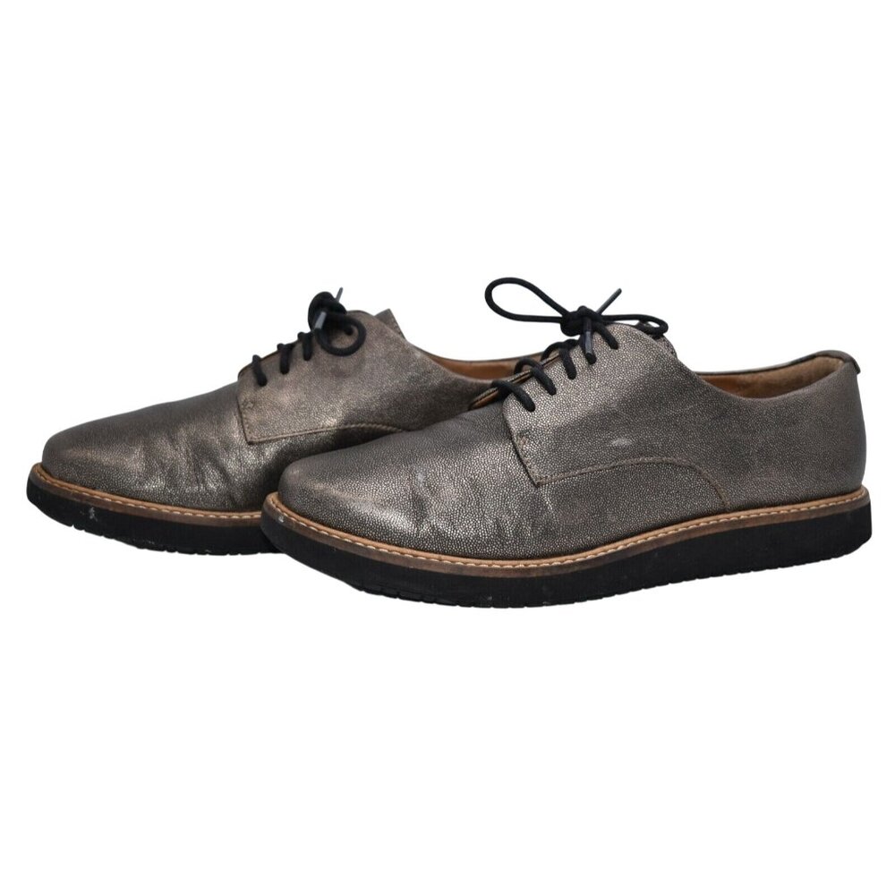 Womens Clarks Metallic Bronze Oxfords Size US 8.5‎ M Lace Up Comfort Shoes Sharp